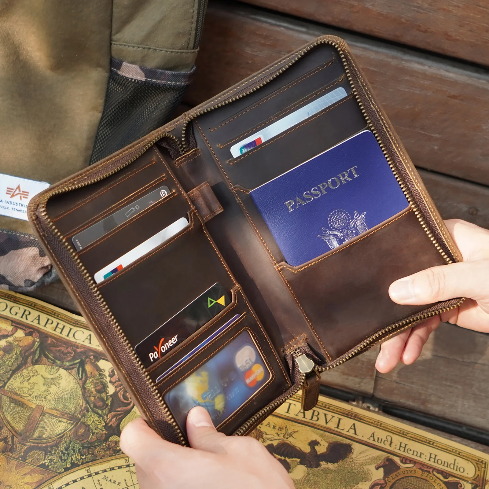 Leather Travel Document Wallet